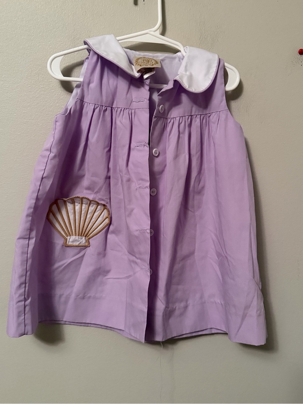 The Beaufort Bonnet Company Lilac Shell Appliqué Sleeveless Dress